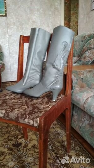 Сапоги из натур. кожи в б/у, Италия, разм.37-38