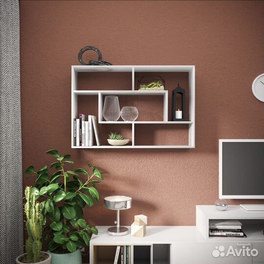 Полка настенная Oxford, 105х21х78см, белая