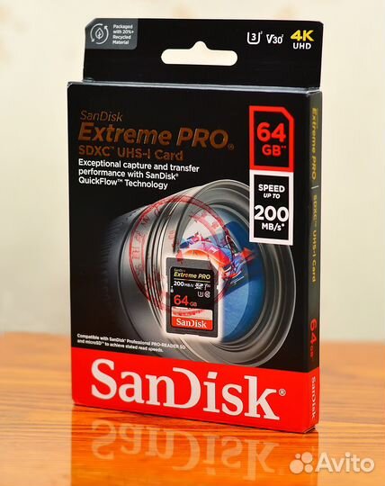 Карта памяти SanDisk ExtremePro sdxc 64Gb UHS-I U3