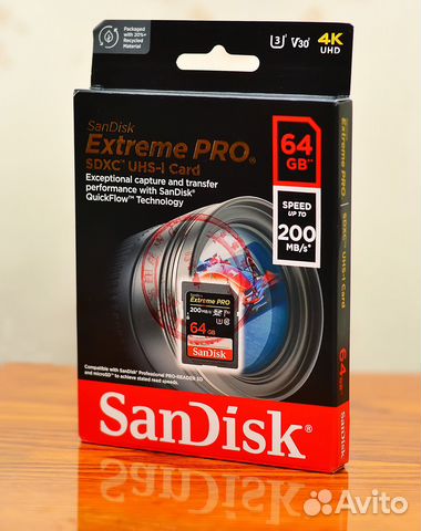Карта памяти SanDisk ExtremePro sdxc 64Gb UHS-I U3