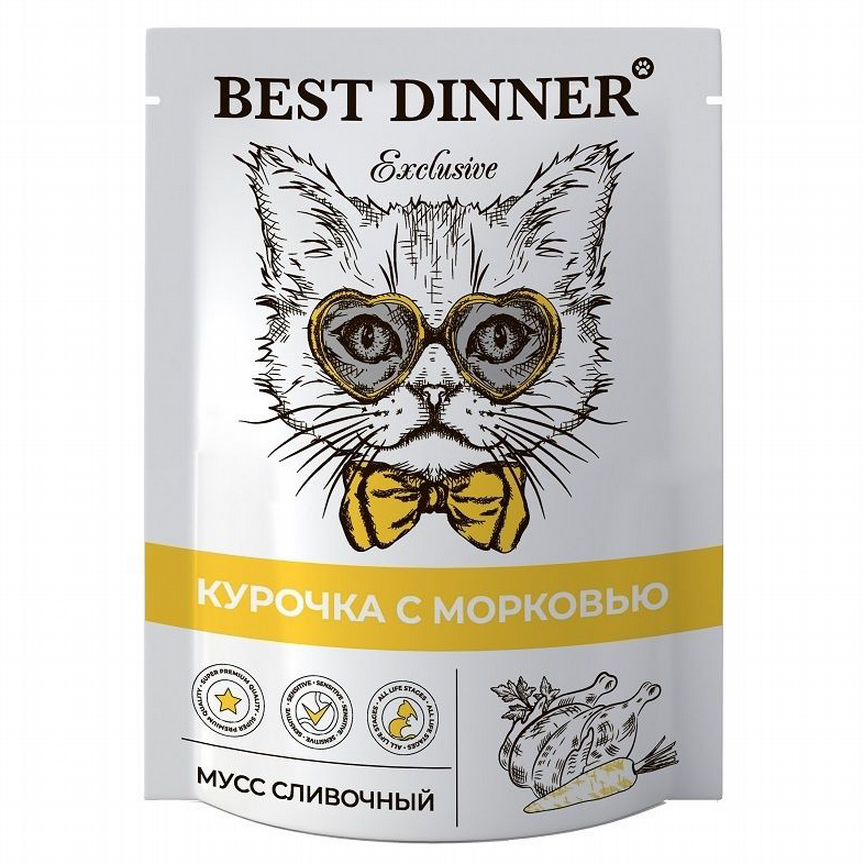 Best Dinner мусс сливочный для кошек, курочка с мо