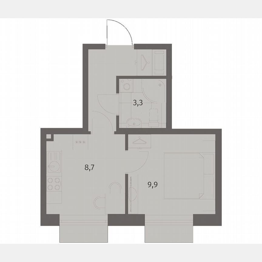 1-к. квартира, 26,6 м², 2/8 эт.