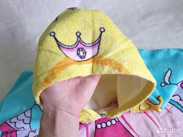 Детское полотенце с капюшоном пончо 1-7 лет