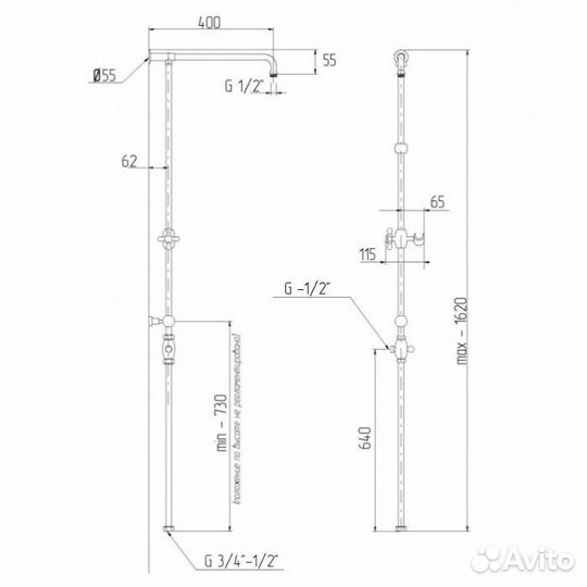 Душевая стойка Migliore Retro 19854 золото