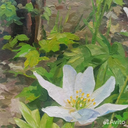 Миниатюрная картина с цветами маслом на картоне