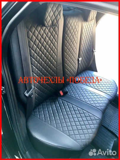 Чехлы Hyundai Solaris 1 Sd из экокожи чёрные Ромб