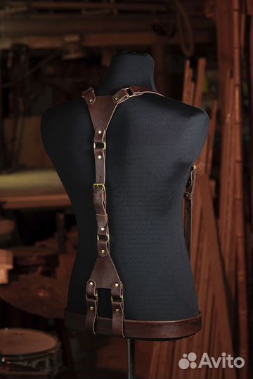 Мужские подтяжки, ручная работа, натуральная кожа