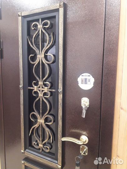 Дверь входная металлические с ковкой и стеклом