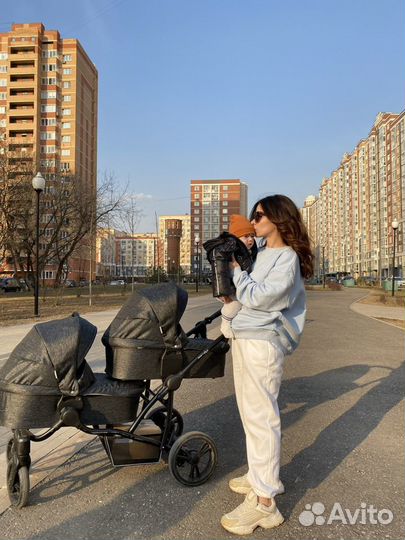 Коляска для двойни и погодок bebetto 42 twins 2в1