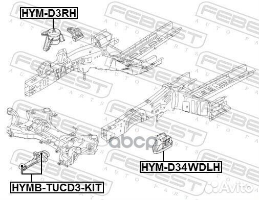 HYM-D34wdlh подушка двигателя левая (гидравличе