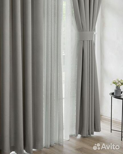 Портьеры рогожка канвас Эдем Серый базальт шторы