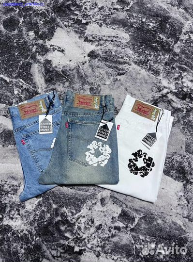 Джинсы Denim Tears серые, белые (Арт.25472)