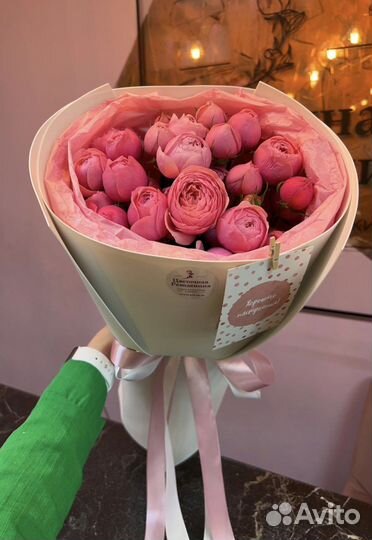 Кустовые пионовидные розы (букеты, цветы)