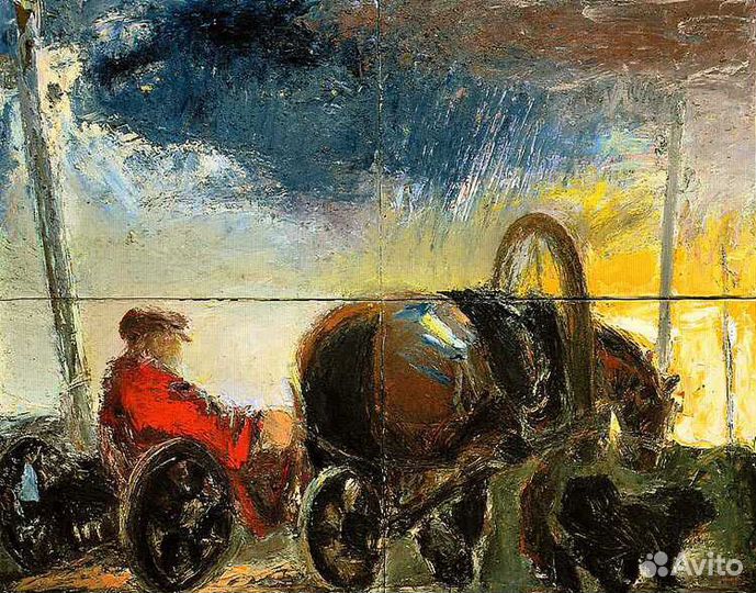 Картина А.С. Слепышева «Телега» 1988г