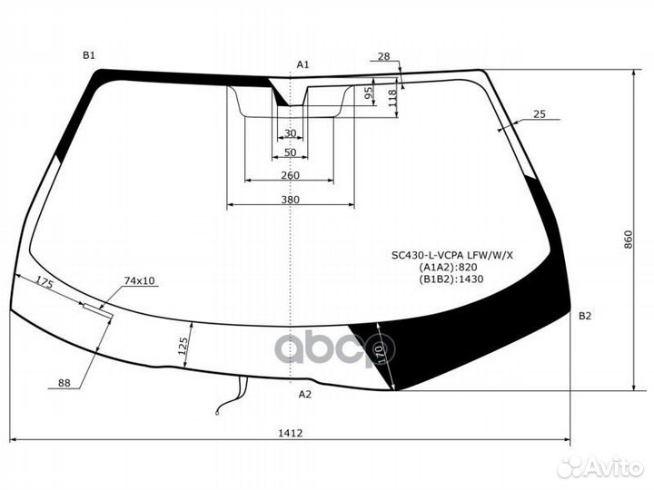 Стекло лобовое (Антенна) Lexus SC 01-10 SC430-L