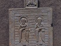 Нательная икона Святители Афанасий и Власий 19 век