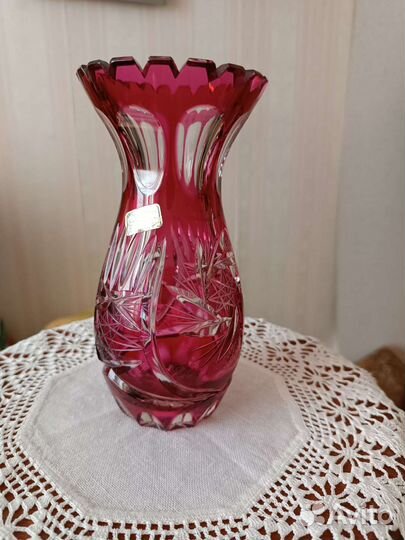 Ваза цветной хрусталь гдр