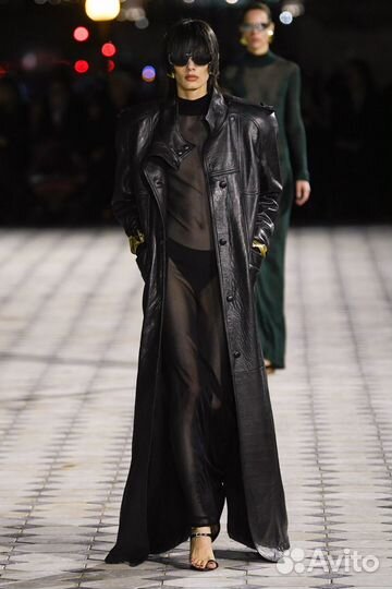 Кожаное пальто плащ тренч saint laurent style