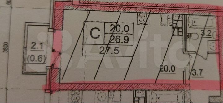Квартира-студия, 27,5 м², 2/4 эт.