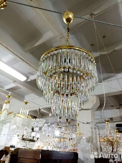 Винтажная хрустальная люстра, Чехословакия, 1970х