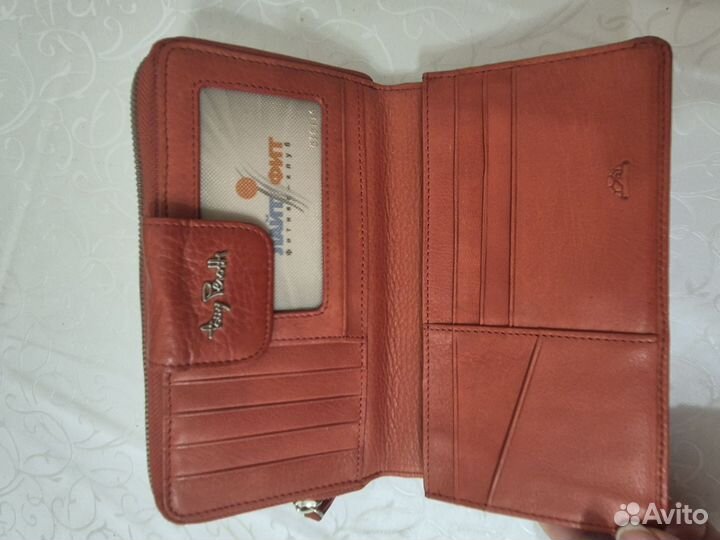 Кошелек женский натуральная кожа красный