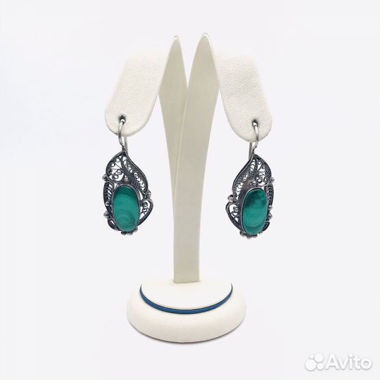 Гарнитур из серебра с малахитом СССР