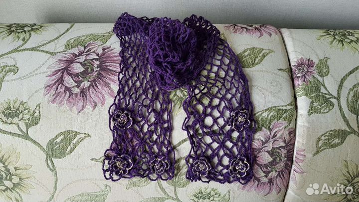 Женский шарф ажурный фиолетовый