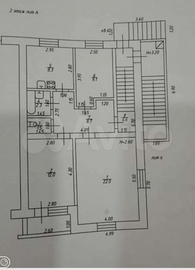 3-к. квартира, 68,5 м², 2/2 эт.