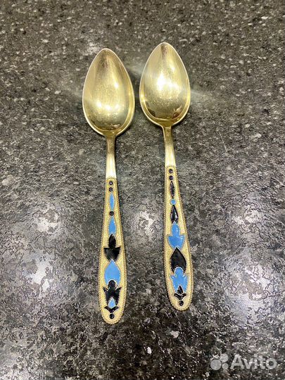 Серебряные ложки с эмалью