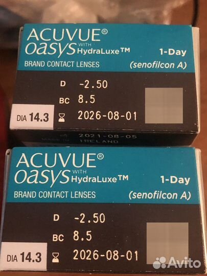 Линзы контактные однодневные acuvue -2,5