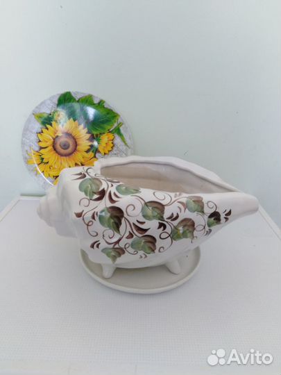 Декоративный цветочный горшок, керамика