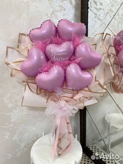 Букеты из сердец воздушные шары, гелевые шары