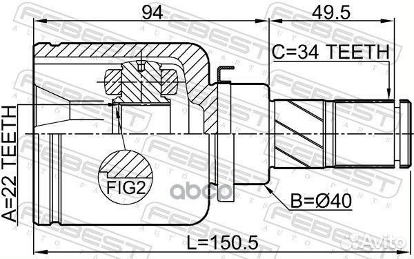 ШРУС ford focus 2 -11 внутр.лев. 2111cdhlh Febest