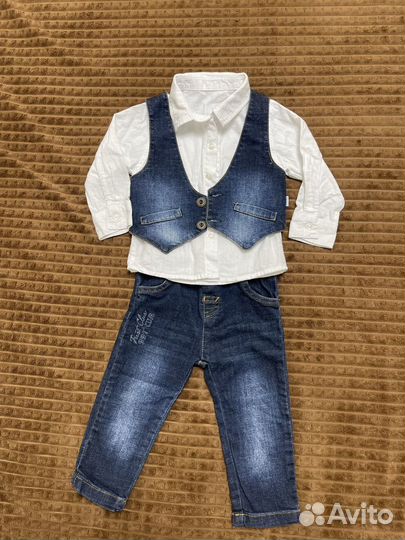 Нарядный костюм для мальчика джинсовый 80 размер