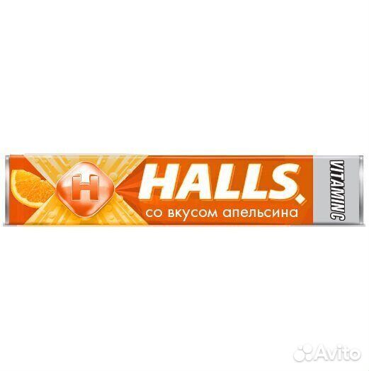 Леденцы halls апельсин и витамин c