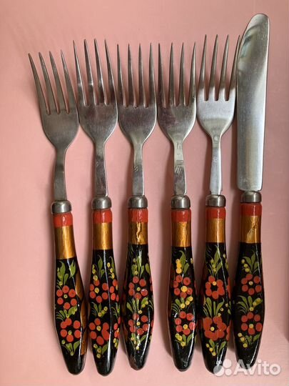 Набор столовых приборов СССР Хохлома