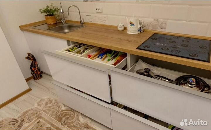 Кухня на заказ прямая белая цена за всё