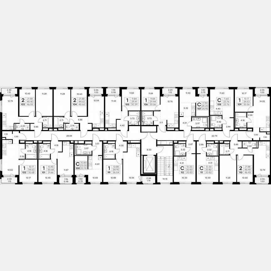 2-к. квартира, 45,7 м², 8/9 эт.