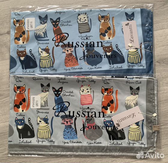 Платки коты 90х90см Шелк