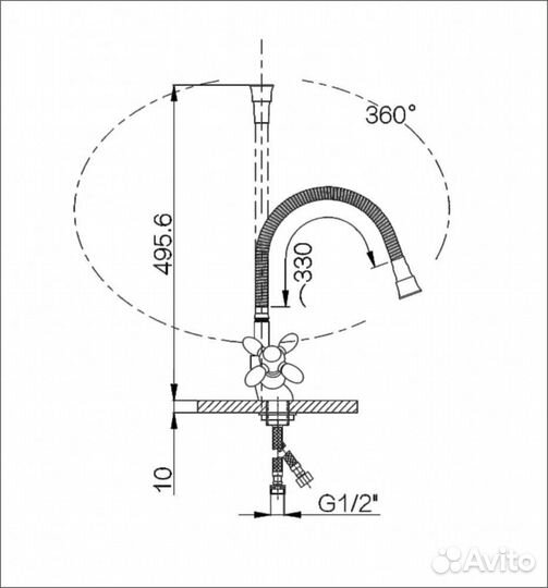 Двухвентильный смеситель для кухни Hansen H52052-T зеленый/хром