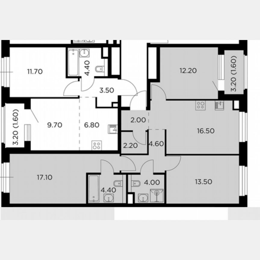 3-к. квартира, 78,1 м², 6/17 эт.