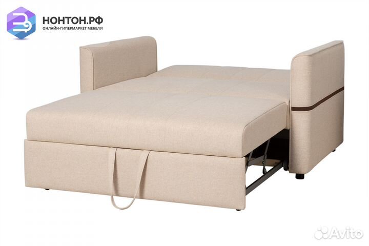 Диван дельфин Рон бежевый / темно-коричневый