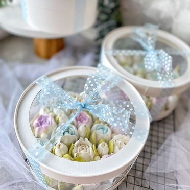 Цветы из зефира. Коробка аква d21 Вкус абрикос