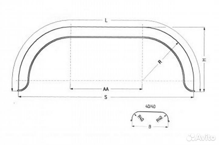 Крыло для прицепа тандем оцинкованное 1550х375х22
