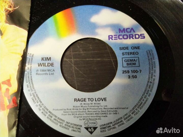 Kim Wilde Rage To Love сингл винил Германия