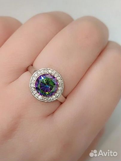 Серебряное кольцо с мистик кварцем 17,17,5 размер
