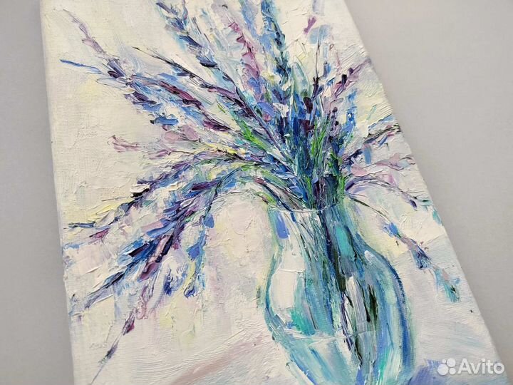 Картина маслом Нежная лаванда в вазе