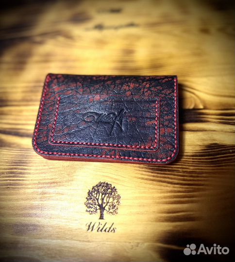 Мини кошелек из натуральной кожи ручной работы