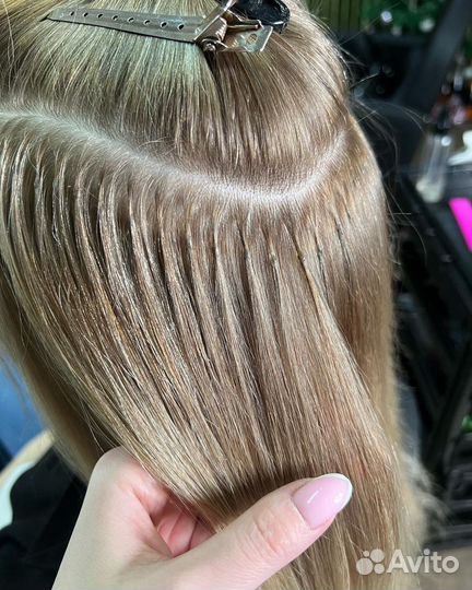 Наращивание волос. Капсульное, ленточное