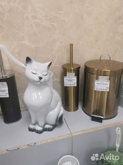 Кошка керамика ёрш для унитаза Горшок